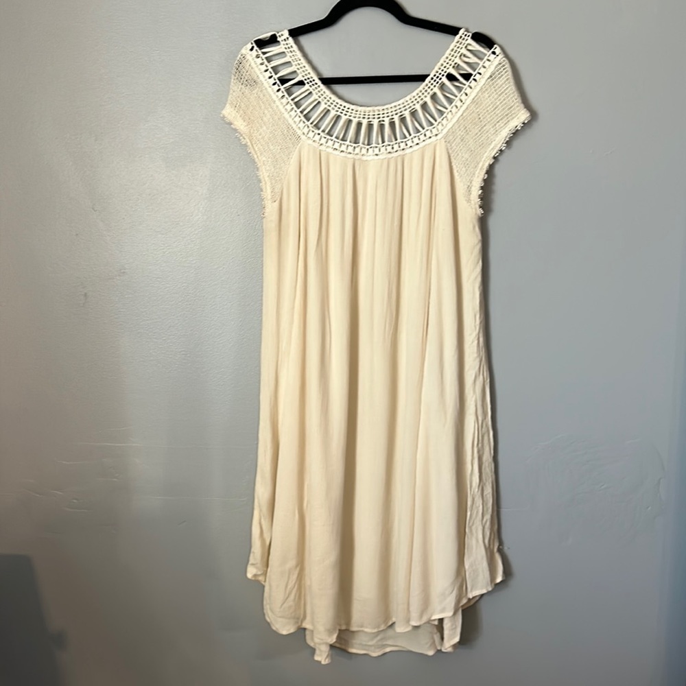 Free People Macrame Gauzy shift Dress size Medium - Picture 3 of 9